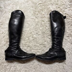 Black Parlanti Horseback Riding Tall Boots, No Size. Measurements in photos.